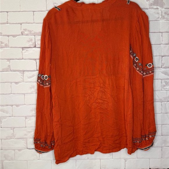 Suzanne Betro Rust‎ Embroidered Blouse - Picture 6 of 8